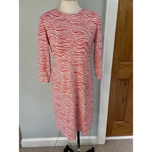 J. McLaughlin Dresses & Skirts - J. McLaughlin Orange White Catalina Cloth Radio Waves Stripes Dress EUC Sz MD